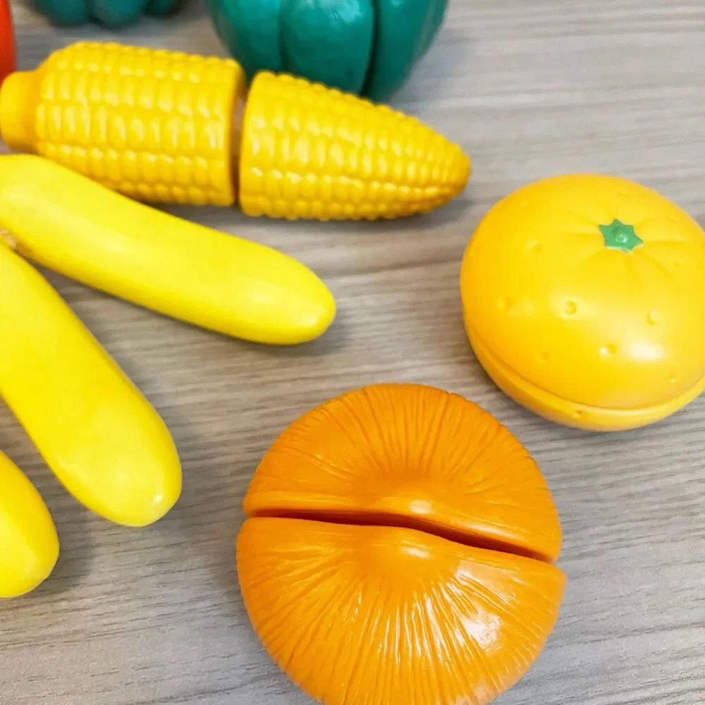 Vintage Play Food Lot Cutting Fruits Vegetables Knives Pretend Pull Apart
